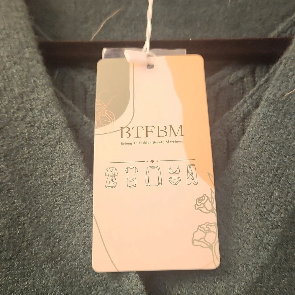 BTFBM Green Ribbed Knit Dress and Cardigan Set - Picture 8 of 8